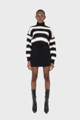 Black double button panel pocket mini skirt