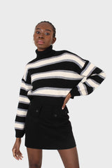 Black double button panel pocket mini skirt