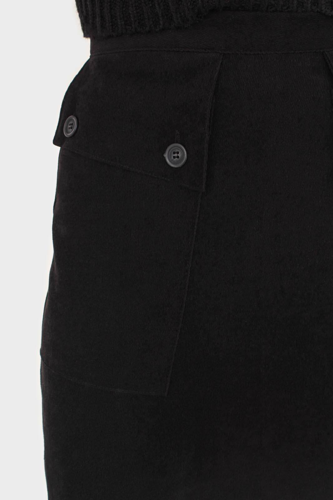Black double button panel pocket mini skirt