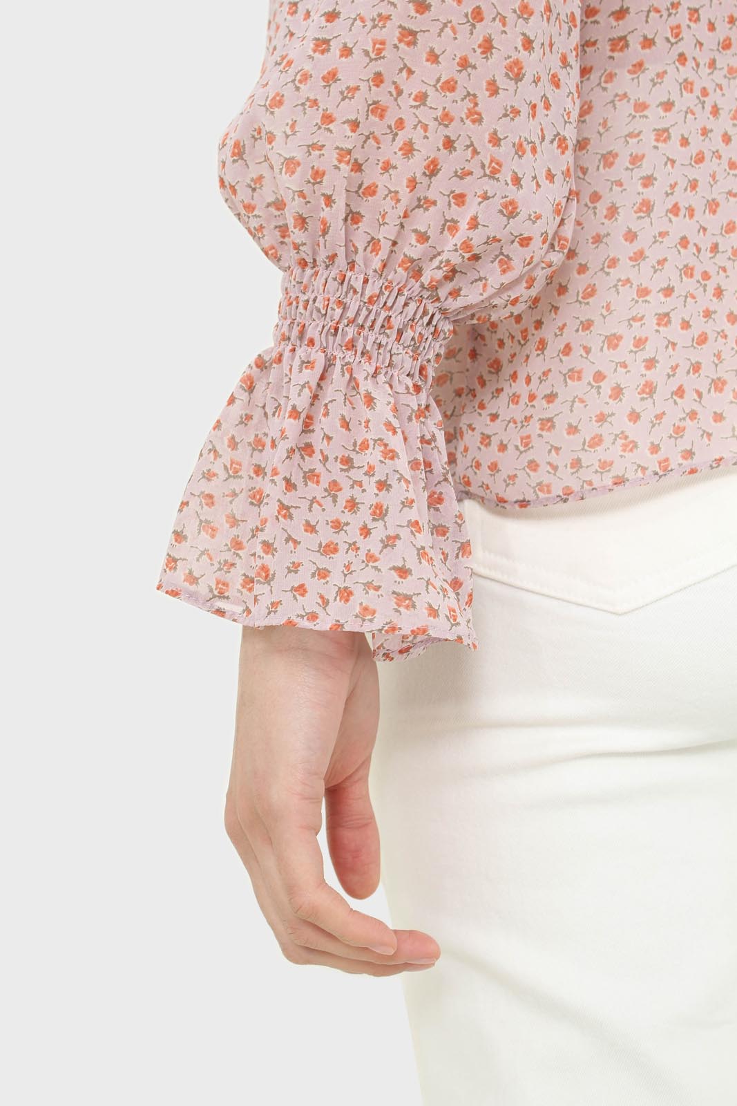Lilac floral high neck long sleeved top