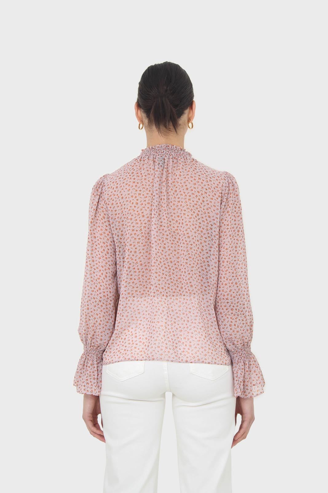 Lilac floral high neck long sleeved top