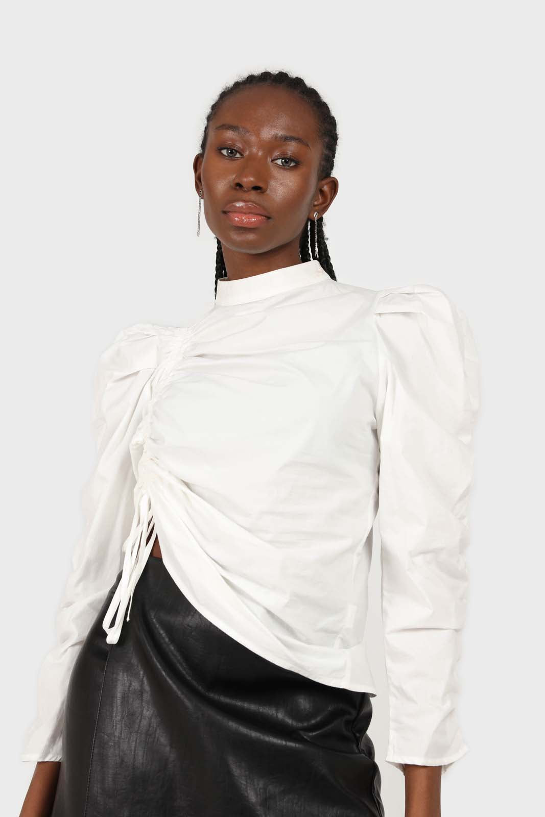 Ivory Side shirring long sleeved top