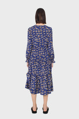 Cobalt floral printed tiered ruffle maxi dress