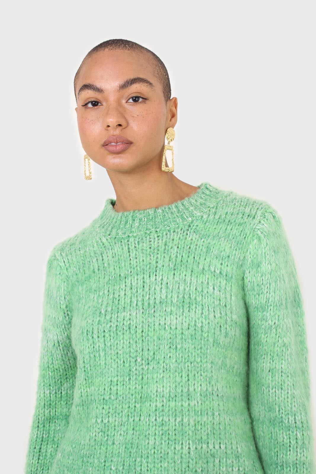 Bright green alpaca fuzzy jumper