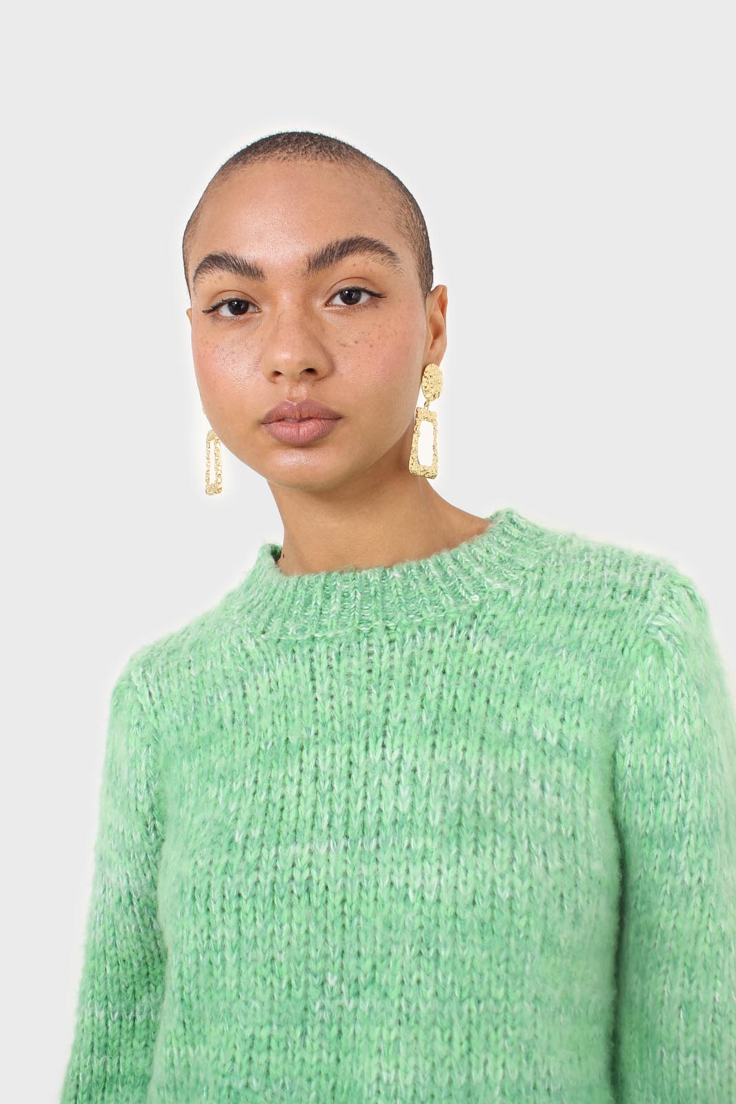 Bright green alpaca fuzzy jumper