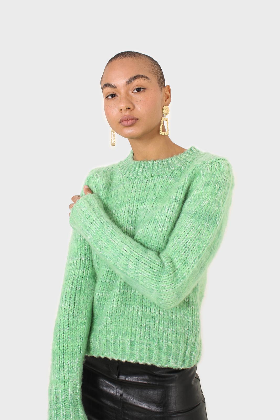 Bright green alpaca fuzzy jumper