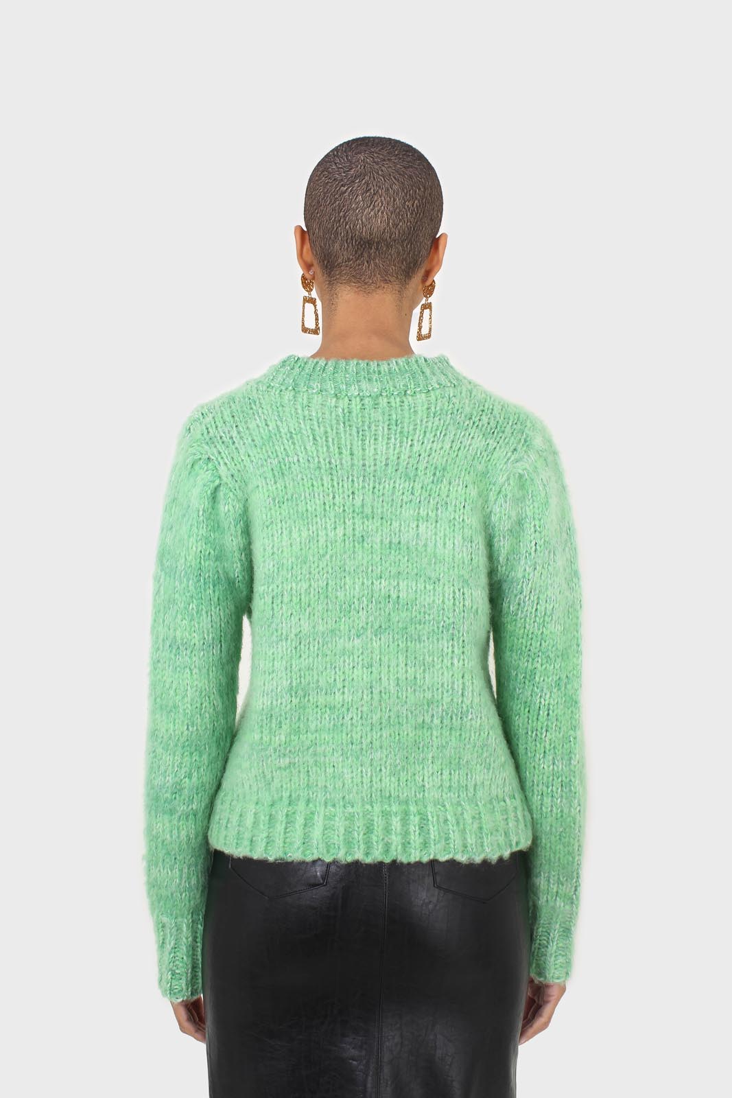 Bright green alpaca fuzzy jumper