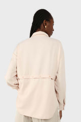 Pale pink button row silky shirt blouse
