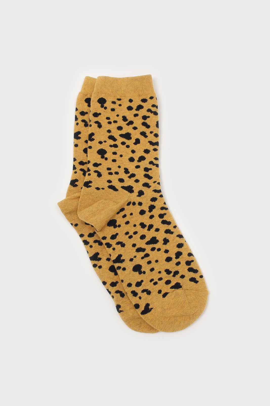 Yellow and black leopard socks
