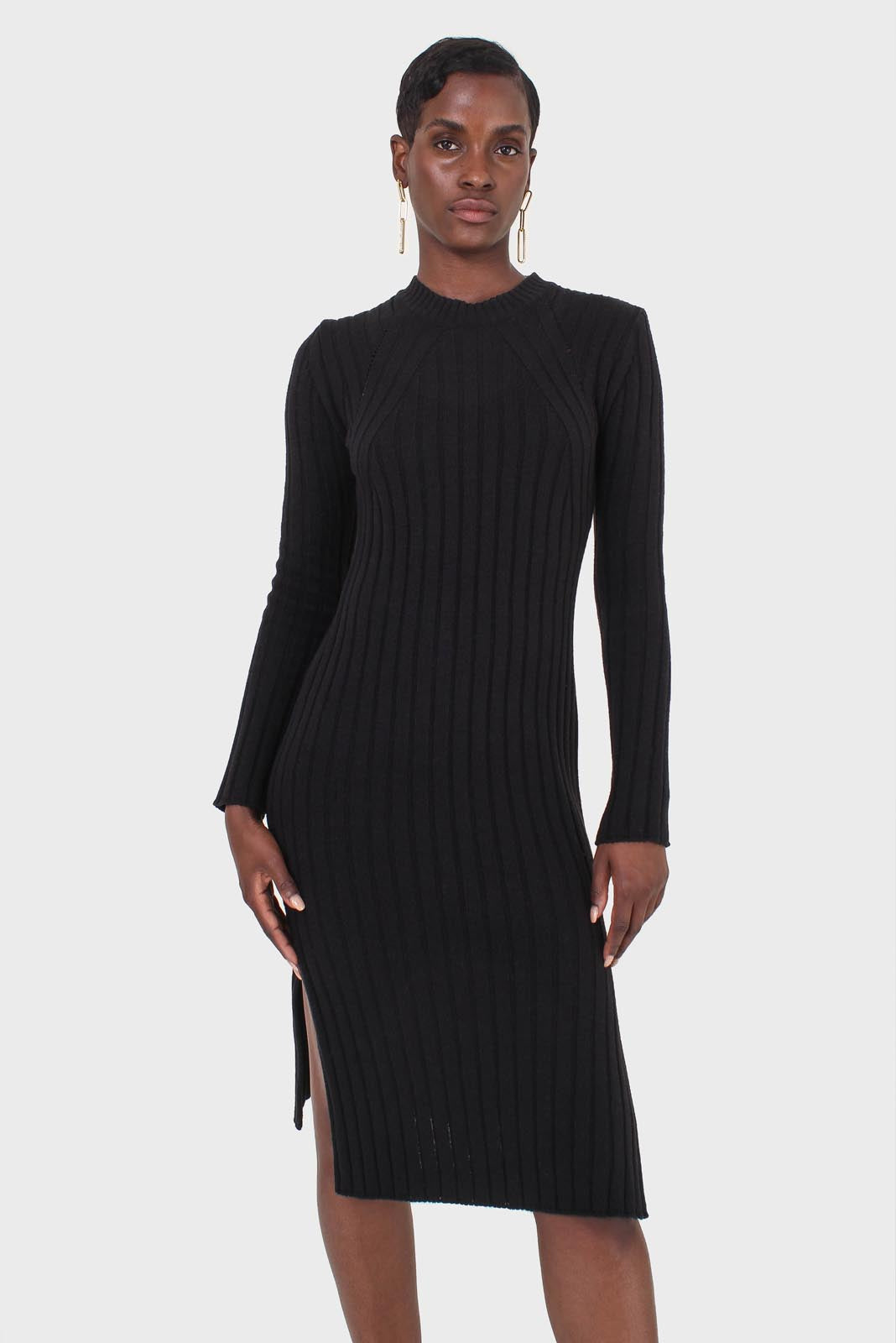 Black wool dress bustier set