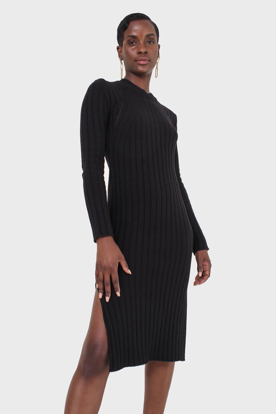 Black wool dress bustier set