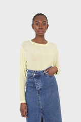 Pale yellow long sleeve jersey top