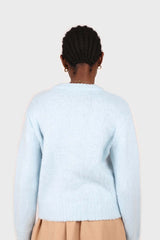 Pale blue brush textured crew neck jumper