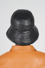 Black vinyl bucket hat