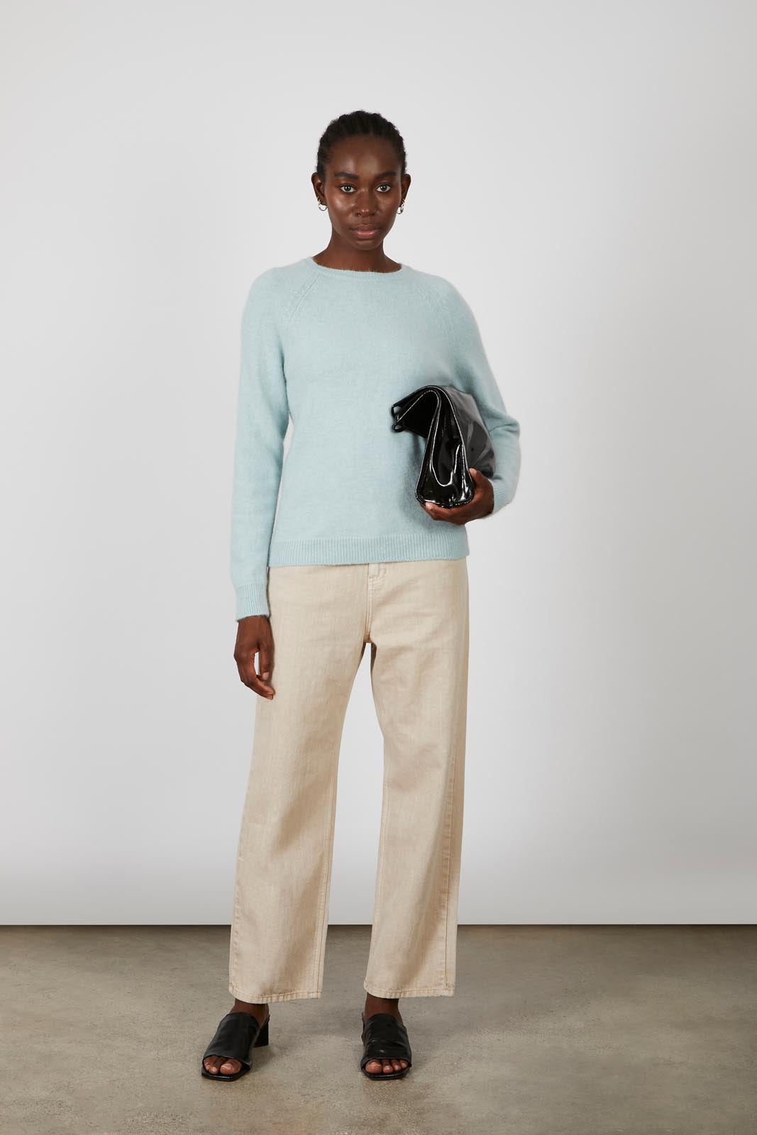 Mint crew neck raglan sleeve wool jumper
