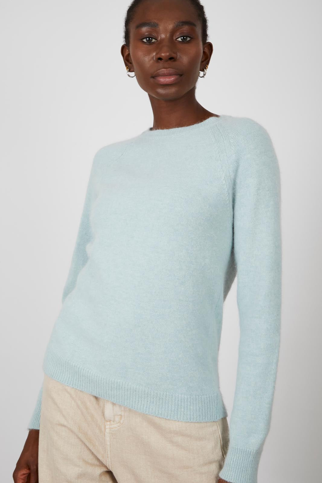 Mint crew neck raglan sleeve wool jumper