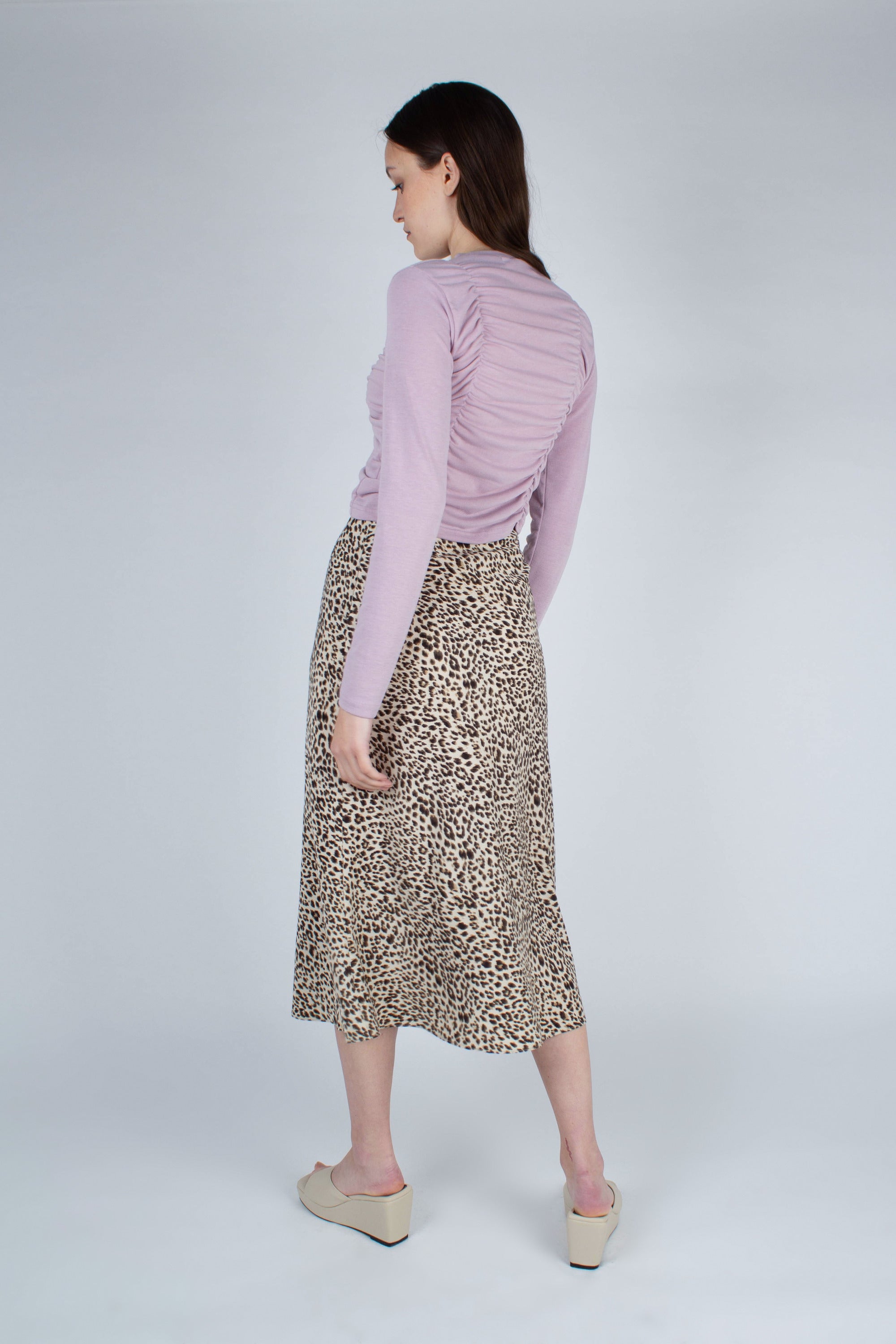 Lilac pull front long sleeve jersey top