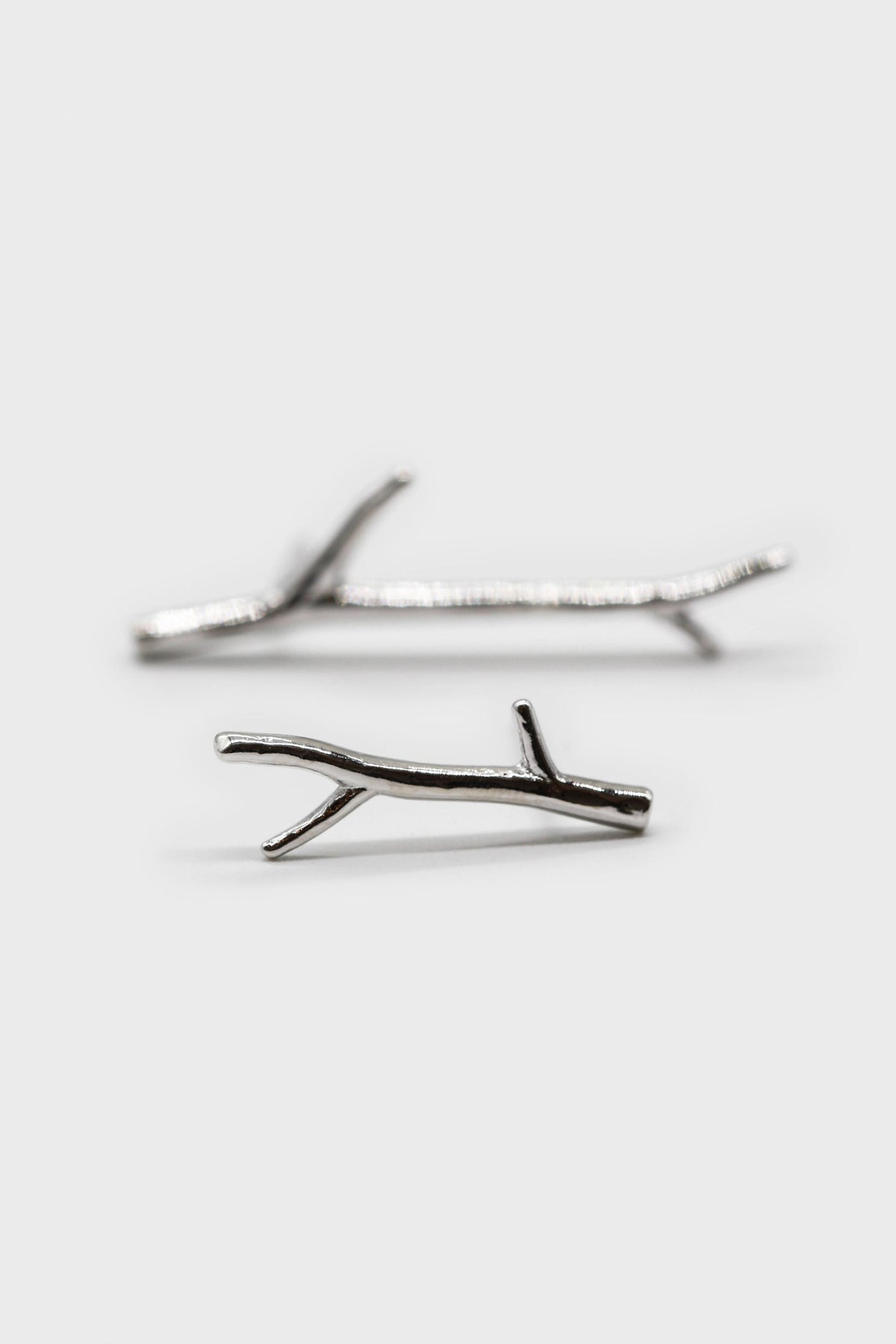 Silver twig earrings