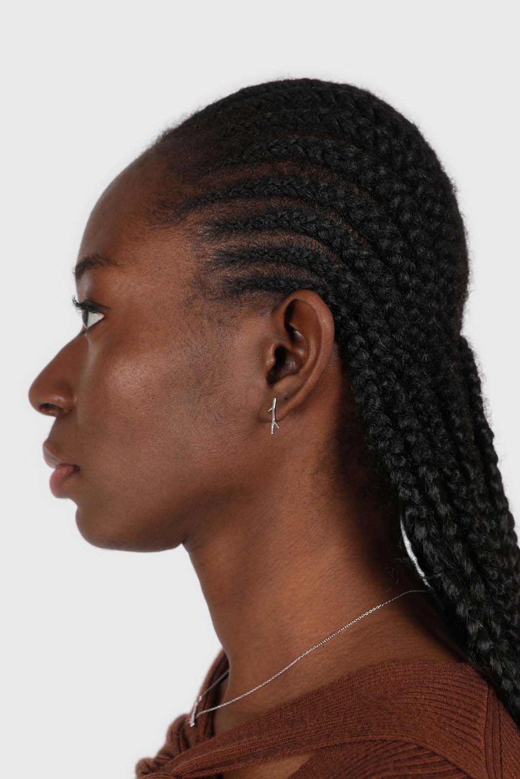 Silver twig earrings