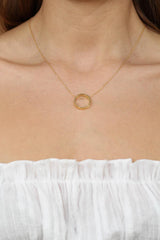 Charm necklace - Gold ring pendant / 50cm
