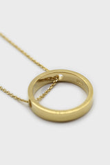 Charm necklace - Gold ring pendant / 50cm