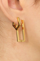 Gold small hexagon hoop earrings