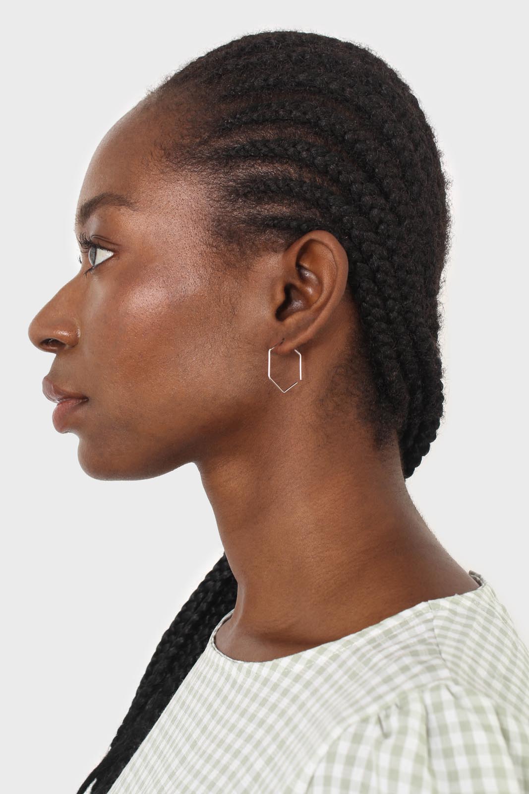 Silver large hexagon earrings