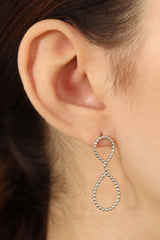 Silver pinched oval bead drop earrings