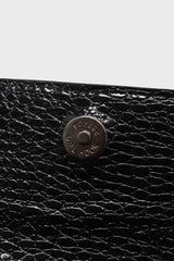 Black croc skin rectangle thick chain handbag