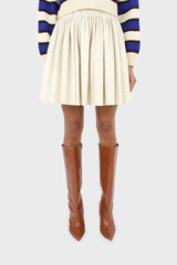 Ivory vegan leather micro pleat mini skirt
