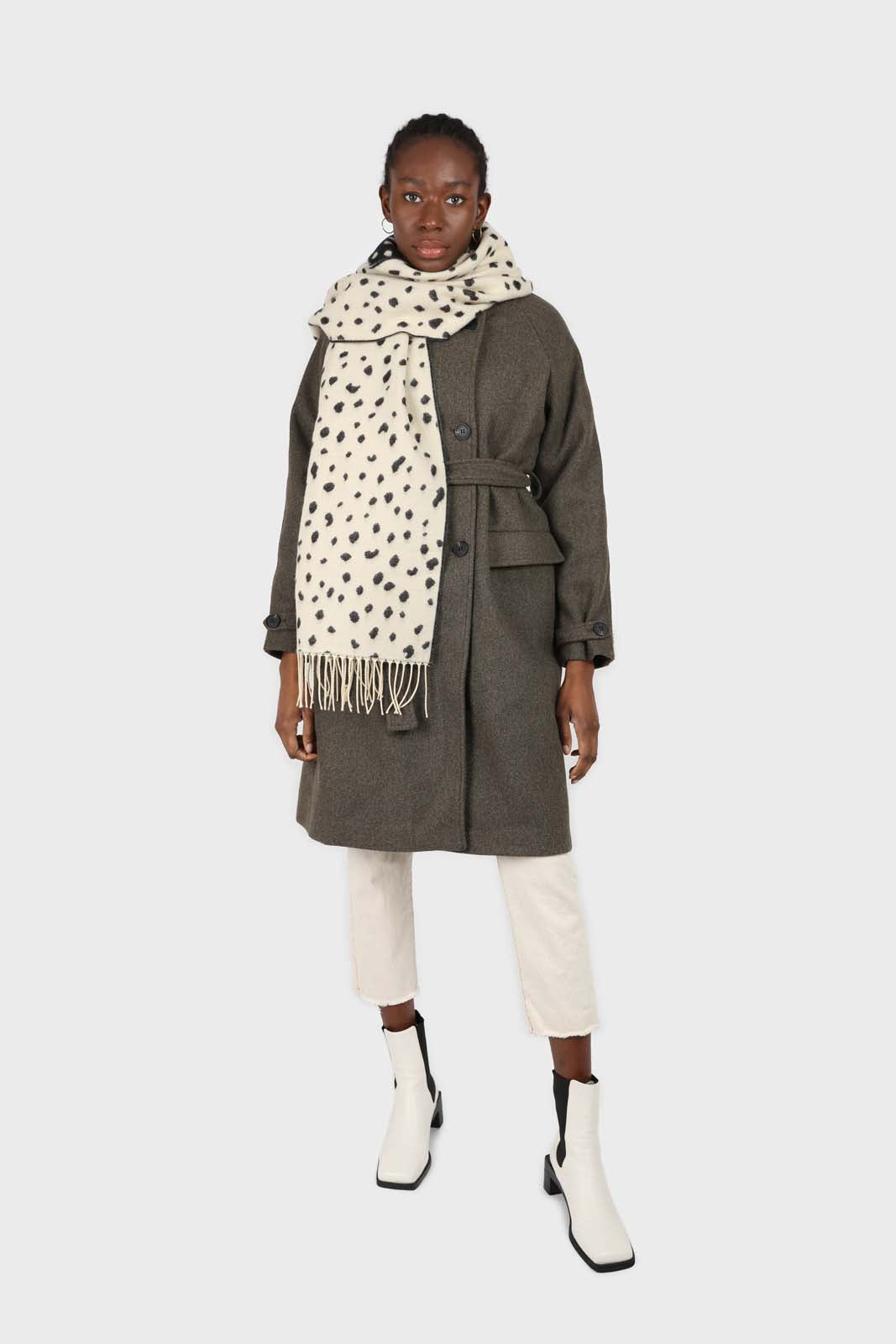 Charcoal double breasted long coat
