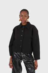 Black patch pocket button up twill jacket
