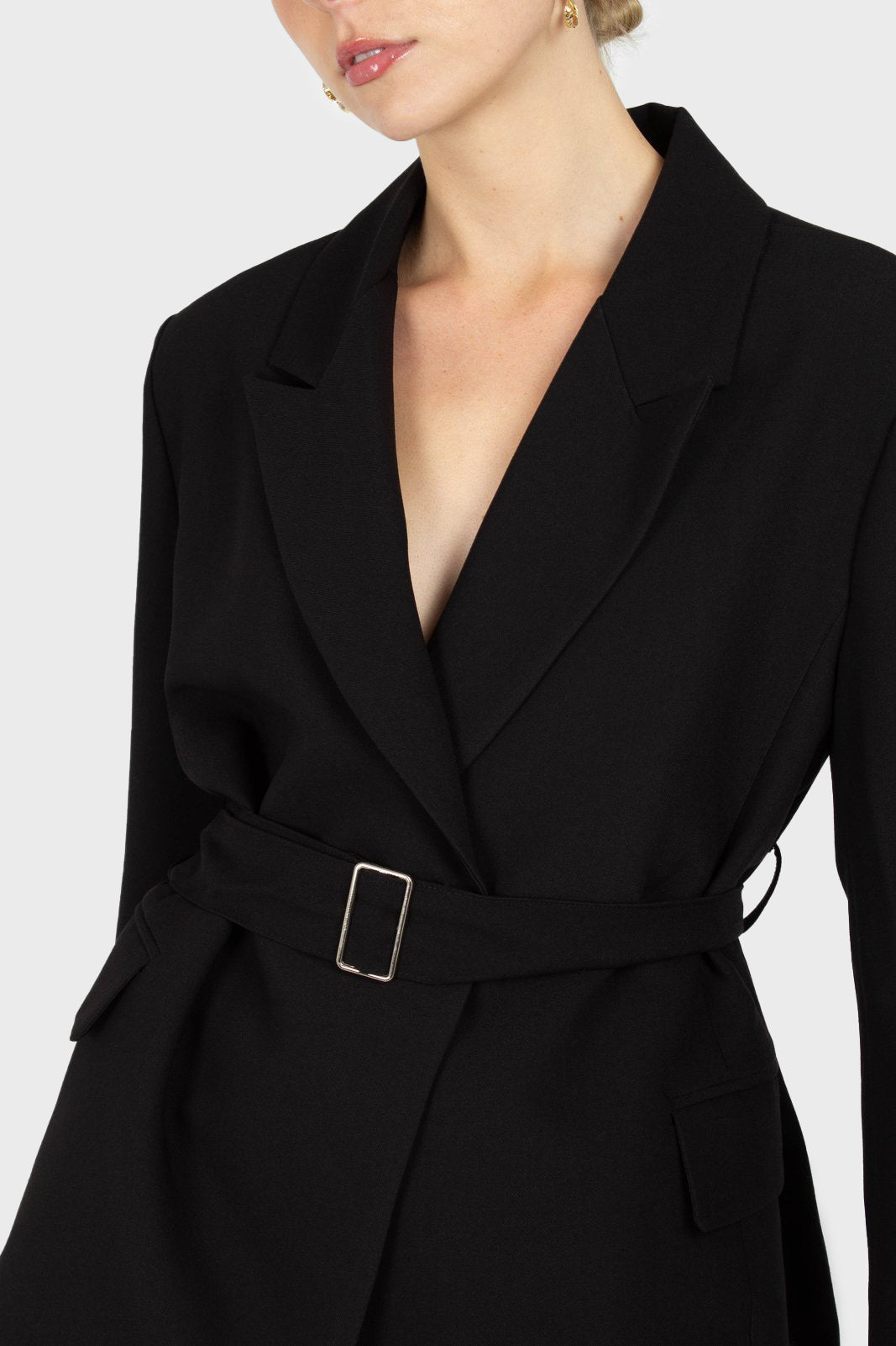 Black belted oversized jacket