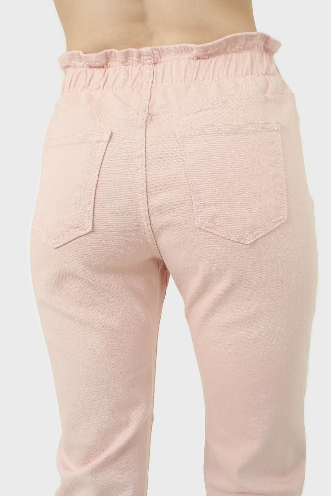 Pink twill ruched waist dart knee jeans - 306
