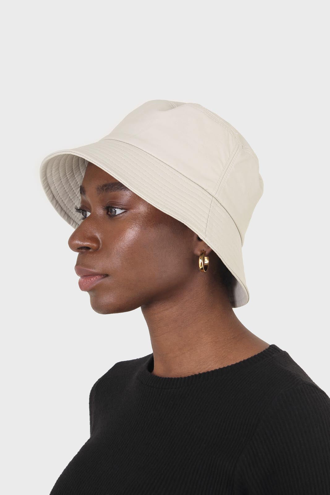 Ivory vegan leather bucket oversized bucket hat