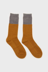 Mustard and grey colorblock long socks