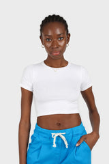 White peek back short sleeve tee
