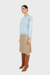 Blue sheer sleeve sweatshirt