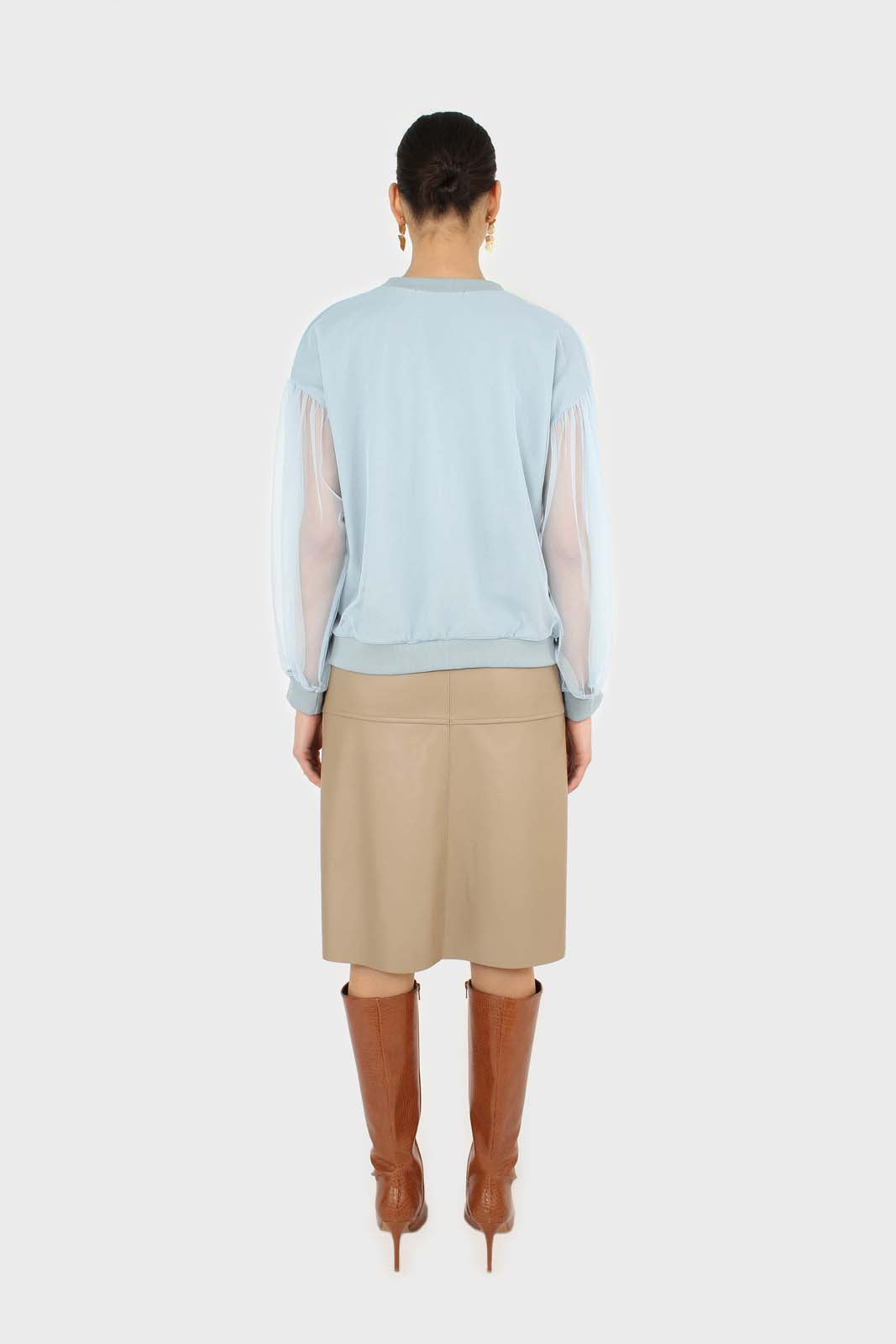 Blue sheer sleeve sweatshirt