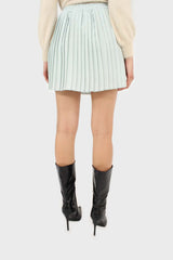 Mint green pleated silky mini skirt