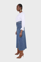 White cotton frill long sleeved top