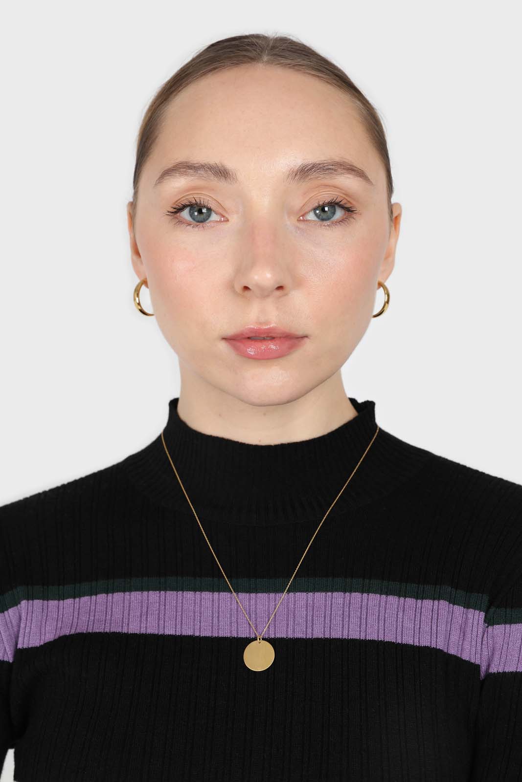 Black and lilac multi stripe long sleeve top