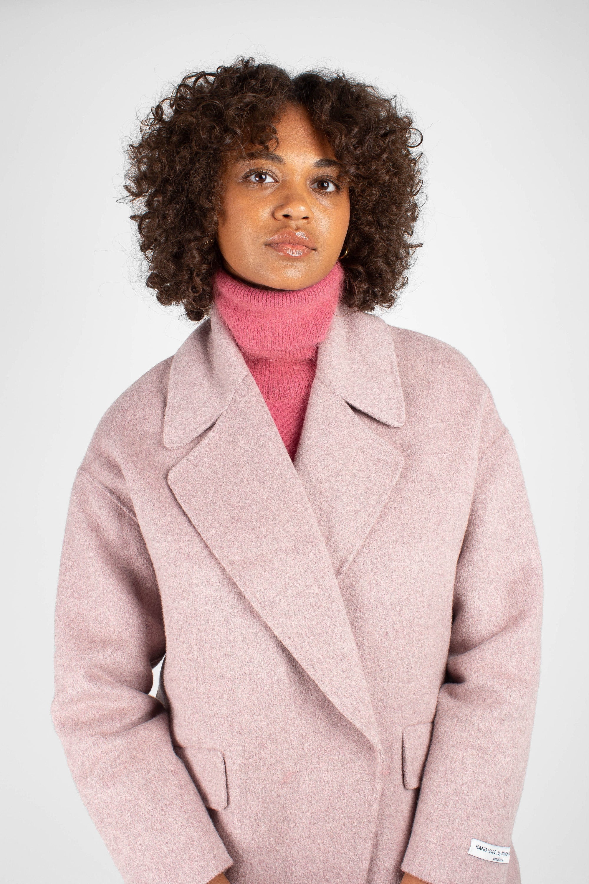 Lilac single breasted oversized wool coat
