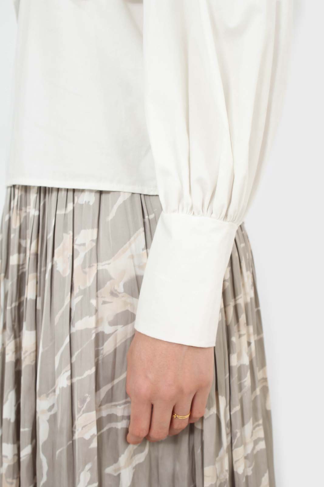 Ivory ruched chest panel long sleeved blouse