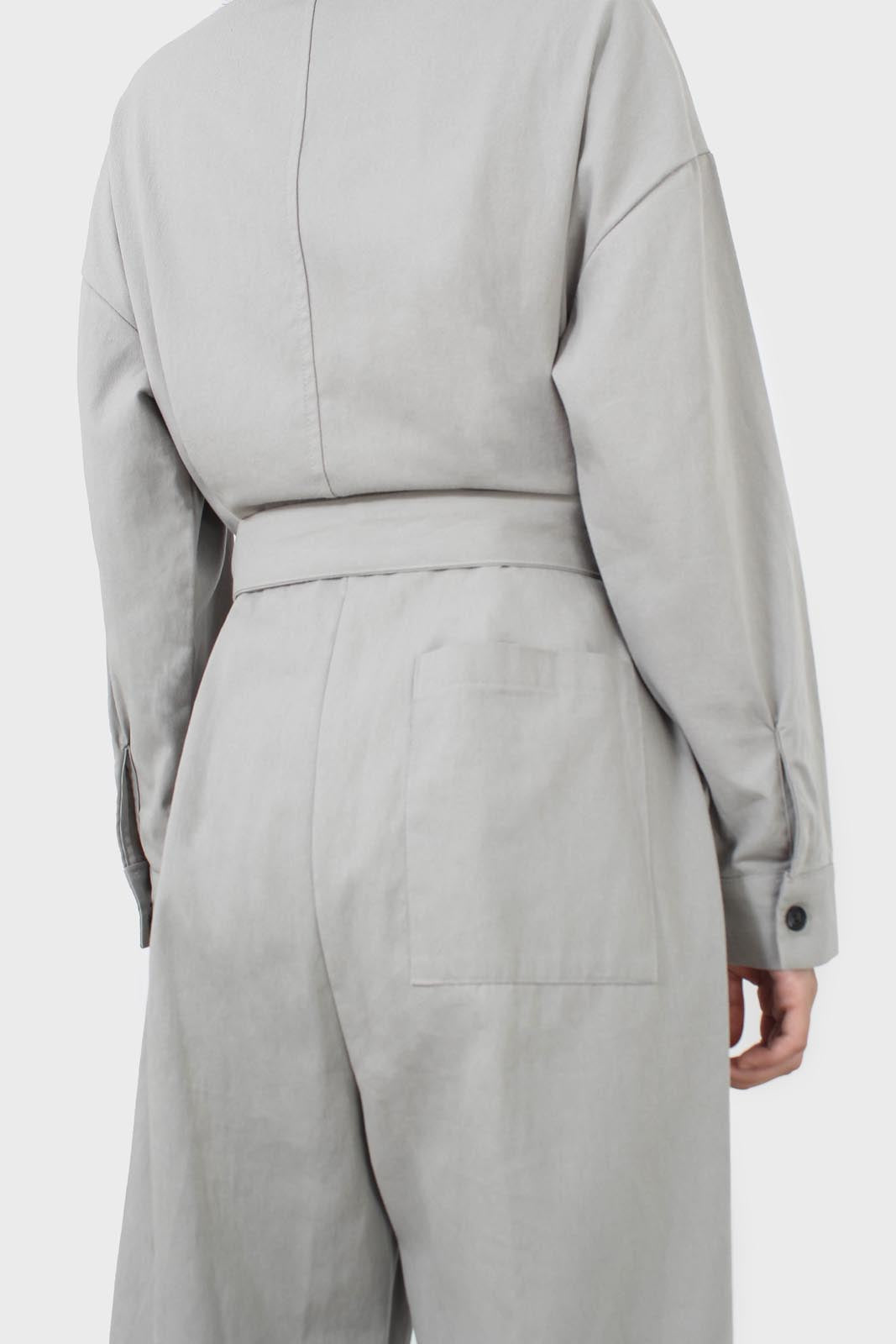 Grey patch pocket belted boilersuit