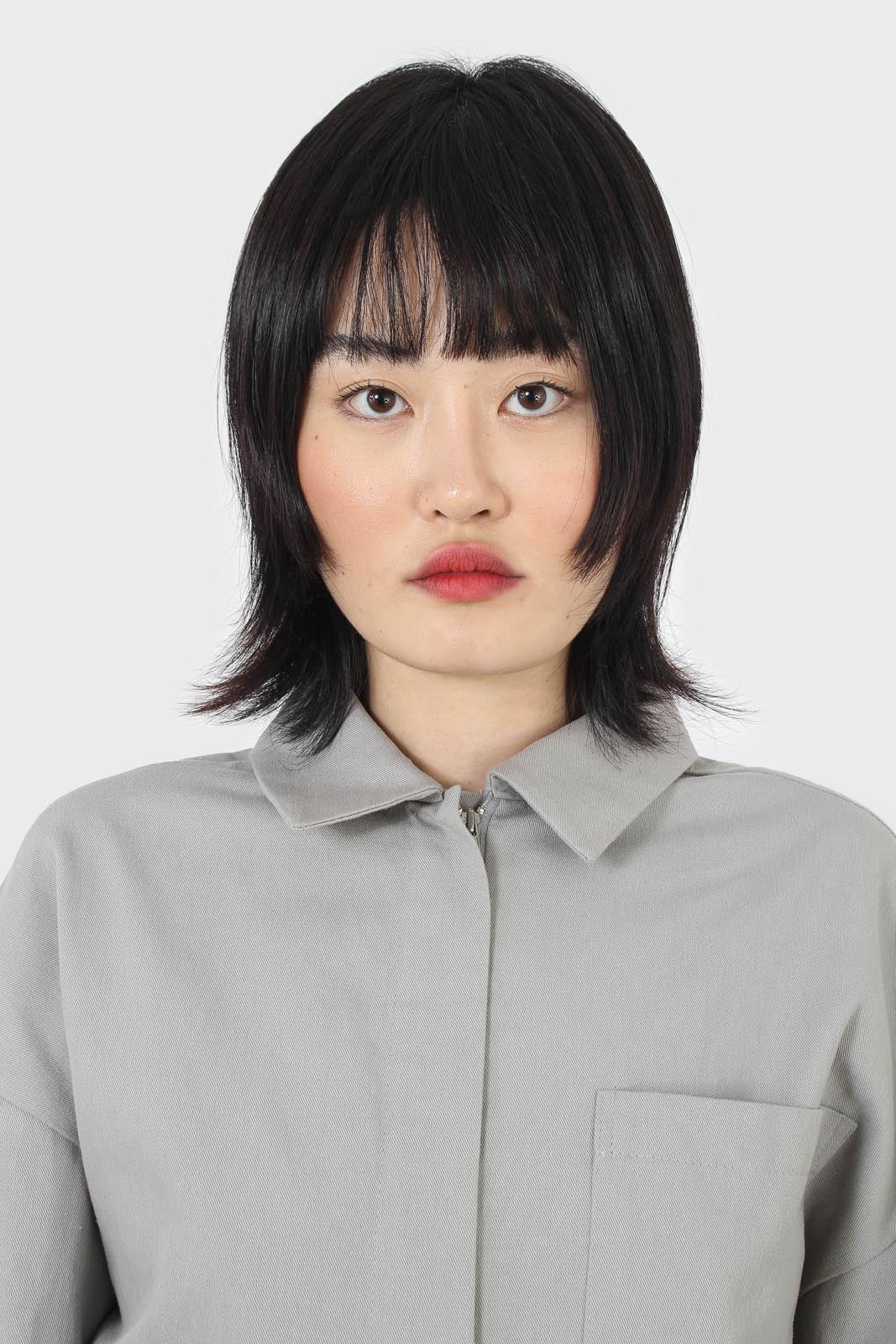 Grey patch pocket belted boilersuit