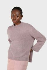 Lilac mock neck open back angora jumper