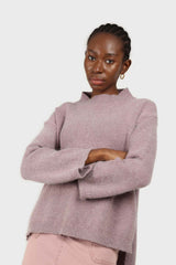 Lilac mock neck open back angora jumper