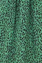 Green animal print flare midi skirt