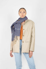 Blue multicolor box check scarf